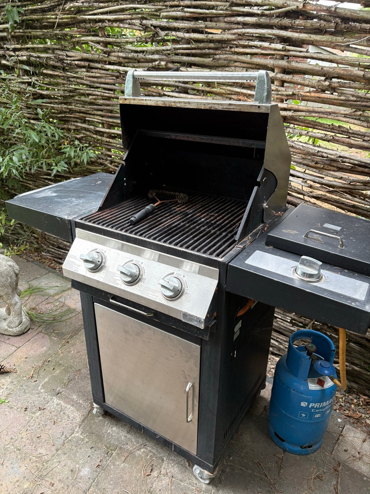 Patton gasbarbecue met 3 branders en zijbrander, Tuin en Terras, Ophalen, Gebruikt