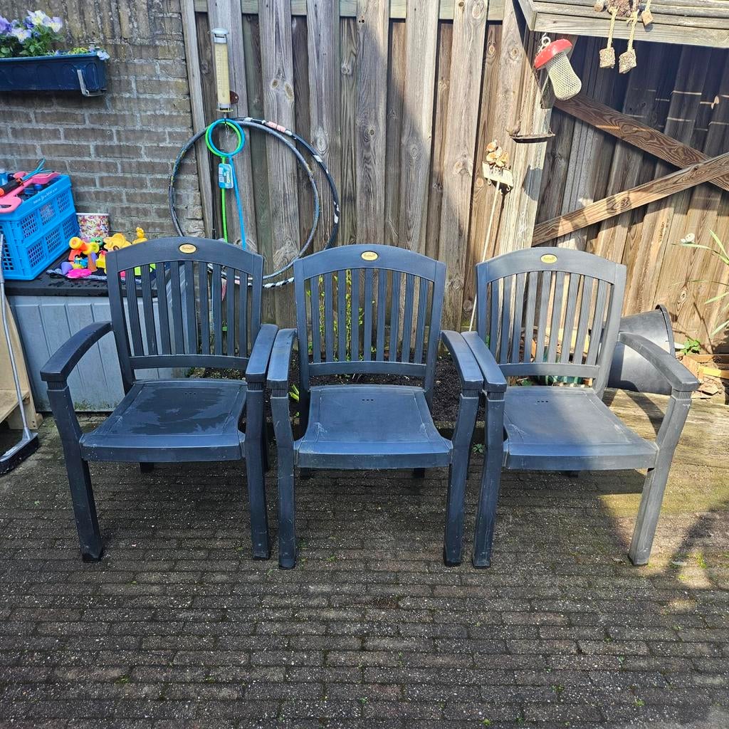 Hartman prestige stevige grijs tuinstoelen stoelen voor tuin, Tuin en Terras, Tuinsets en Loungesets, Kunststof, Gebruikt, 3 zitplaatsen