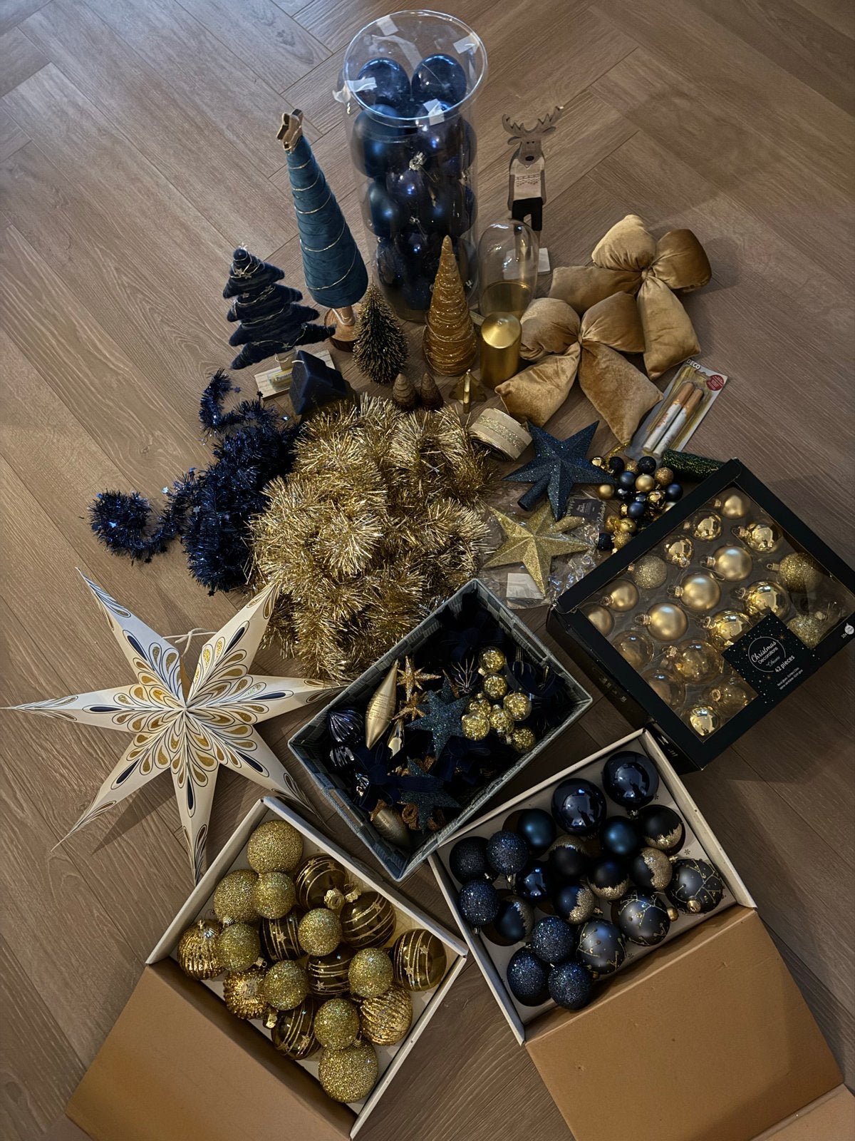 Kerstversiering donkerblauw/goud, Ophalen of Verzenden, Zo goed als nieuw