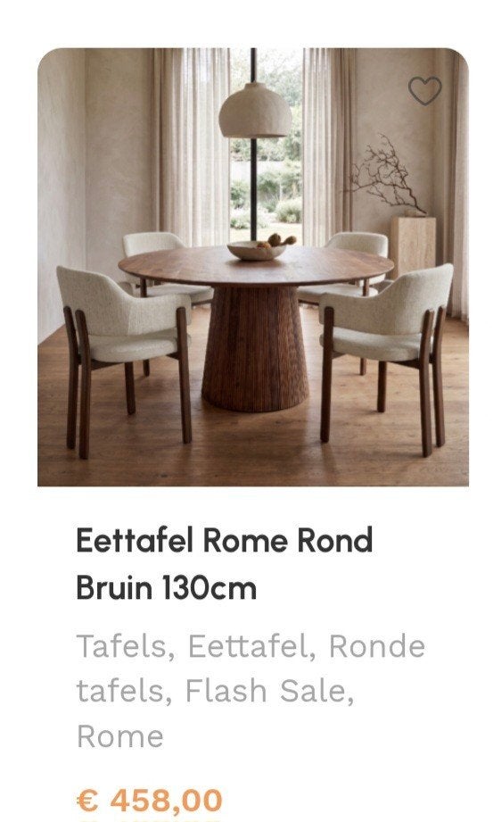 Ronde Eettafel Rome Bruin 130cm, Huis en Inrichting, Tafels | Eettafels, Ophalen, 100 tot 150 cm, Rond, Hotel sjiek
