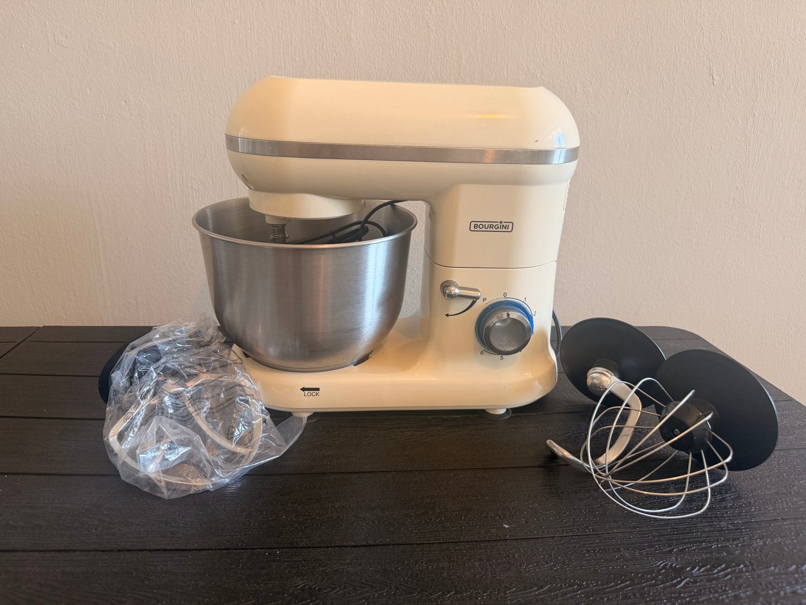 Keukenmixer met mixerhaken - Bourgini, Witgoed en Apparatuur, Keukenmixers, 2 tot 3 liter, Ophalen of Verzenden, Zo goed als nieuw