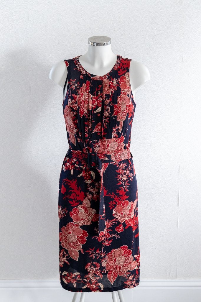 Kokerjurk van Mango in blauw/rood maat M, Maat 38/40 (M), Mango, Ophalen of Verzenden, Gedragen