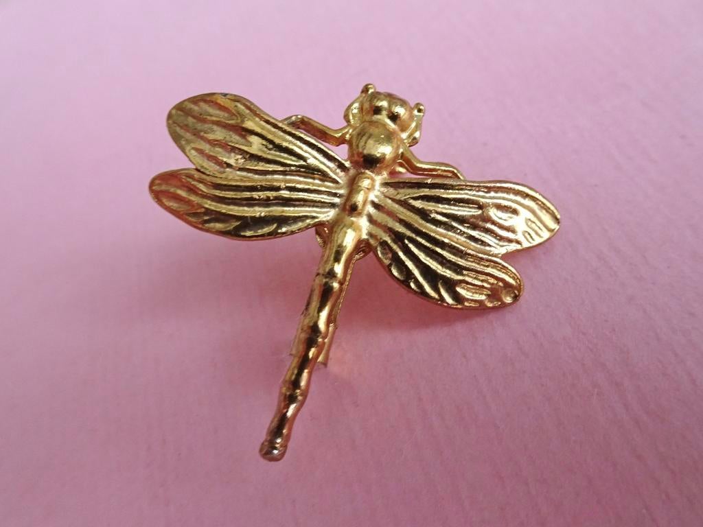 jwg Kleine vintage 60s Libelle insect vlinder broche goud kl, Sieraden, Tassen en Uiterlijk, Antieke sieraden, Verzenden, Overige materialen