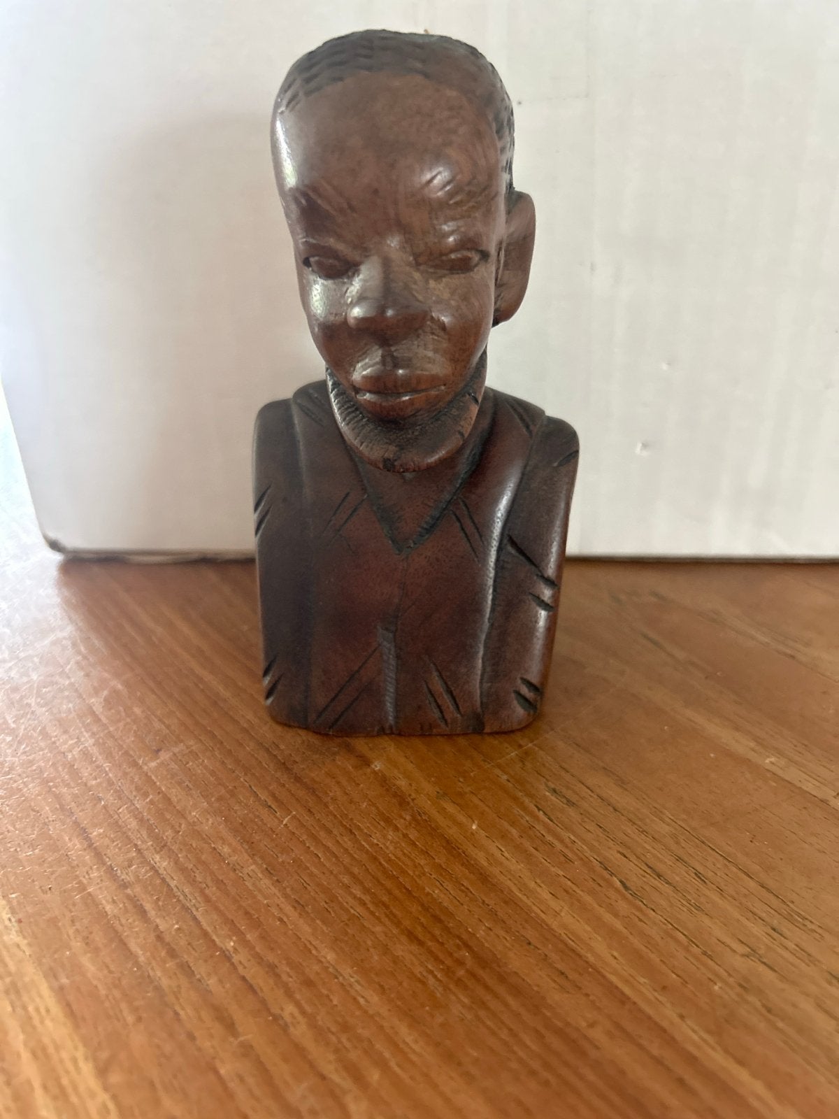 Handgemaakte Ebbenhouten Buste uit Ghana - 14 cm, Antiek en Kunst, Minder dan 20 cm, Buste, Ophalen of Verzenden, Handgemaakt