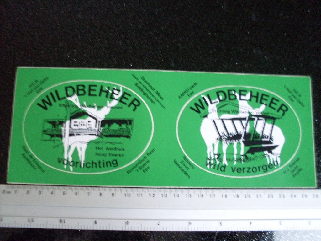 2x sticker stichting wildbeheer veluwe hat aardhuis logo, Verzenden, Zo goed als nieuw, Bedrijf of Vereniging