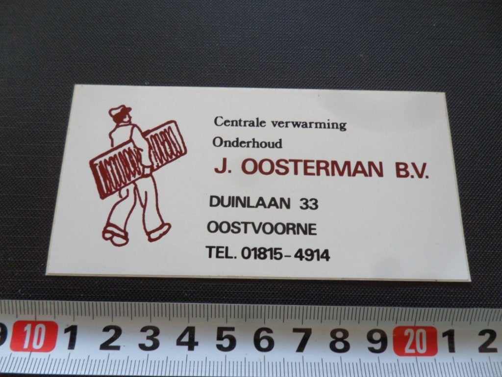 sticker oostvoorne cv onderhoud J OOSTERMAN duimlaan 33 *, Ophalen of Verzenden, Zo goed als nieuw