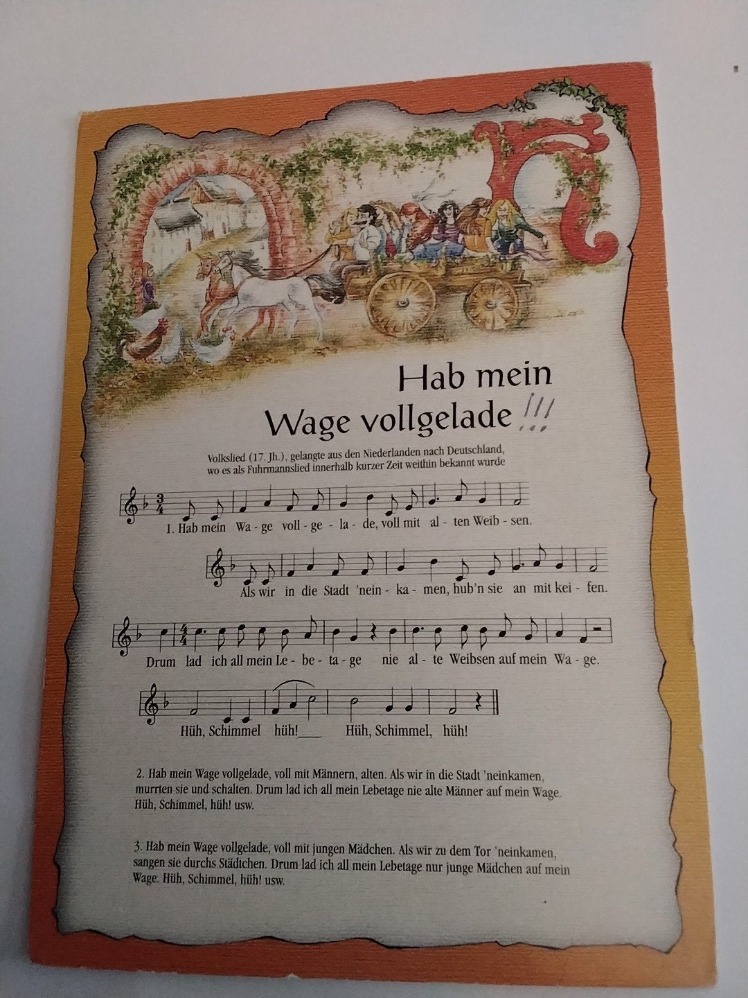 Oude ansichtkaart met muzieknoten en handgeschreven tekst, Verzamelen, Ophalen of Verzenden, 1980 tot heden, Gelopen