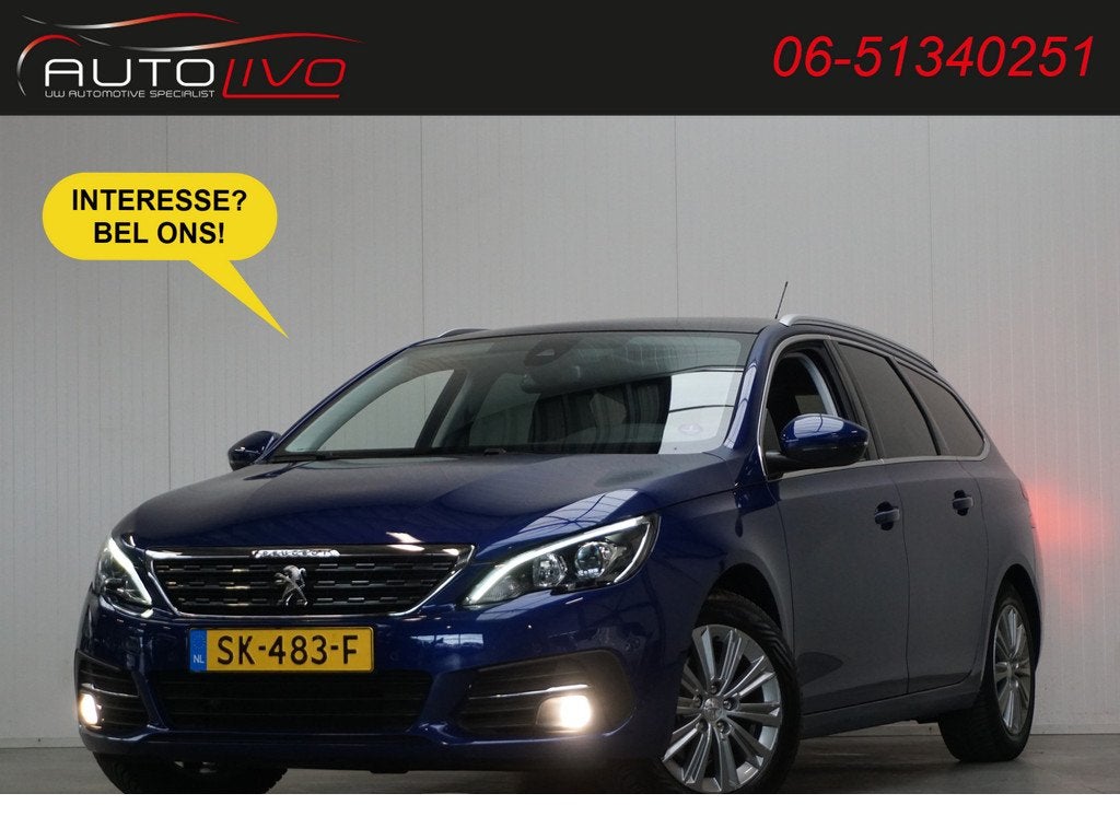 Peugeot 308 SW 1.2 PureTech Blue Lease Premium AUTOMAAT! 130, Auto's, Gebruikt, 1199 cc, Leder en Stof, Origineel Nederlands