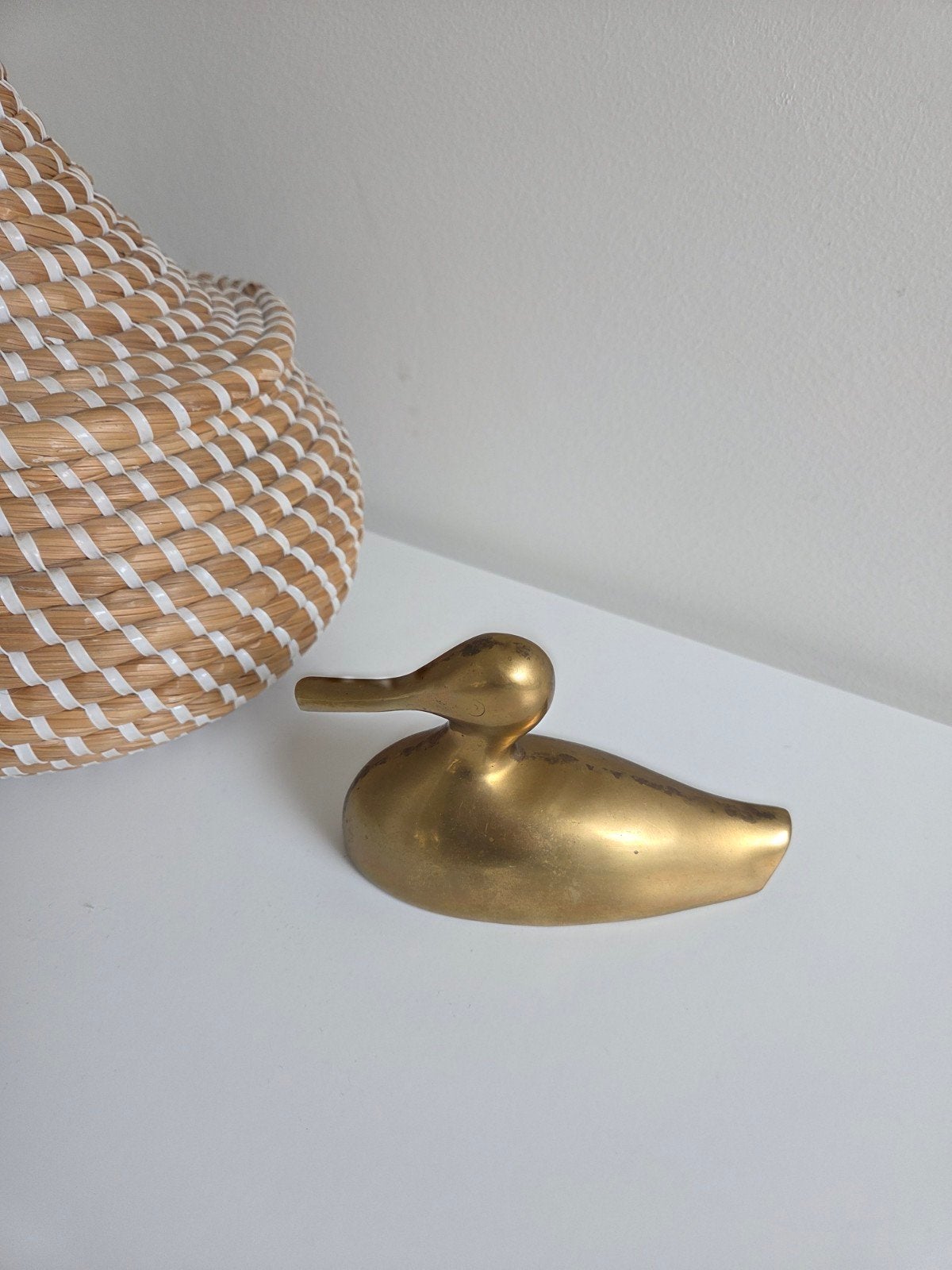 Vintage Koperen Eend decoratief beeldje., Antiek en Kunst, Ophalen of Verzenden