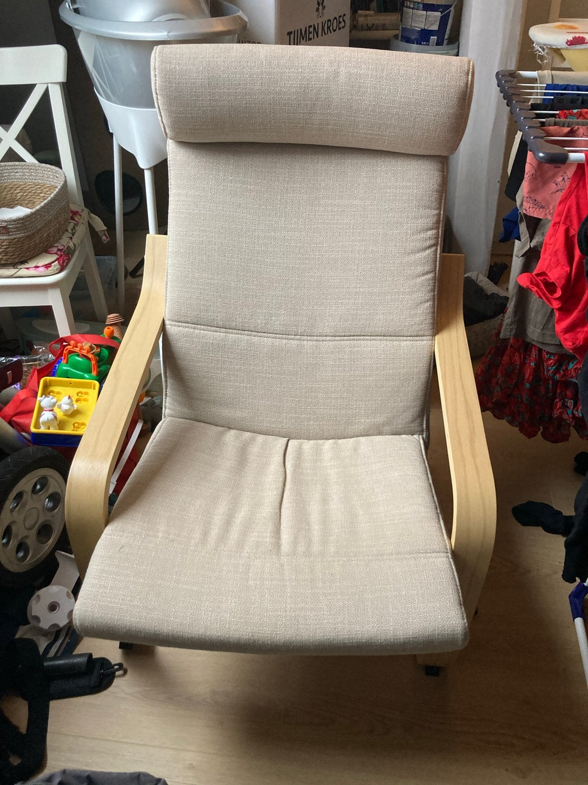 IKEA Poang fauteuil - Beige - Goede staat, Huis en Inrichting, Fauteuils, Ophalen, Gebruikt, 75 tot 100 cm, 50 tot 75 cm