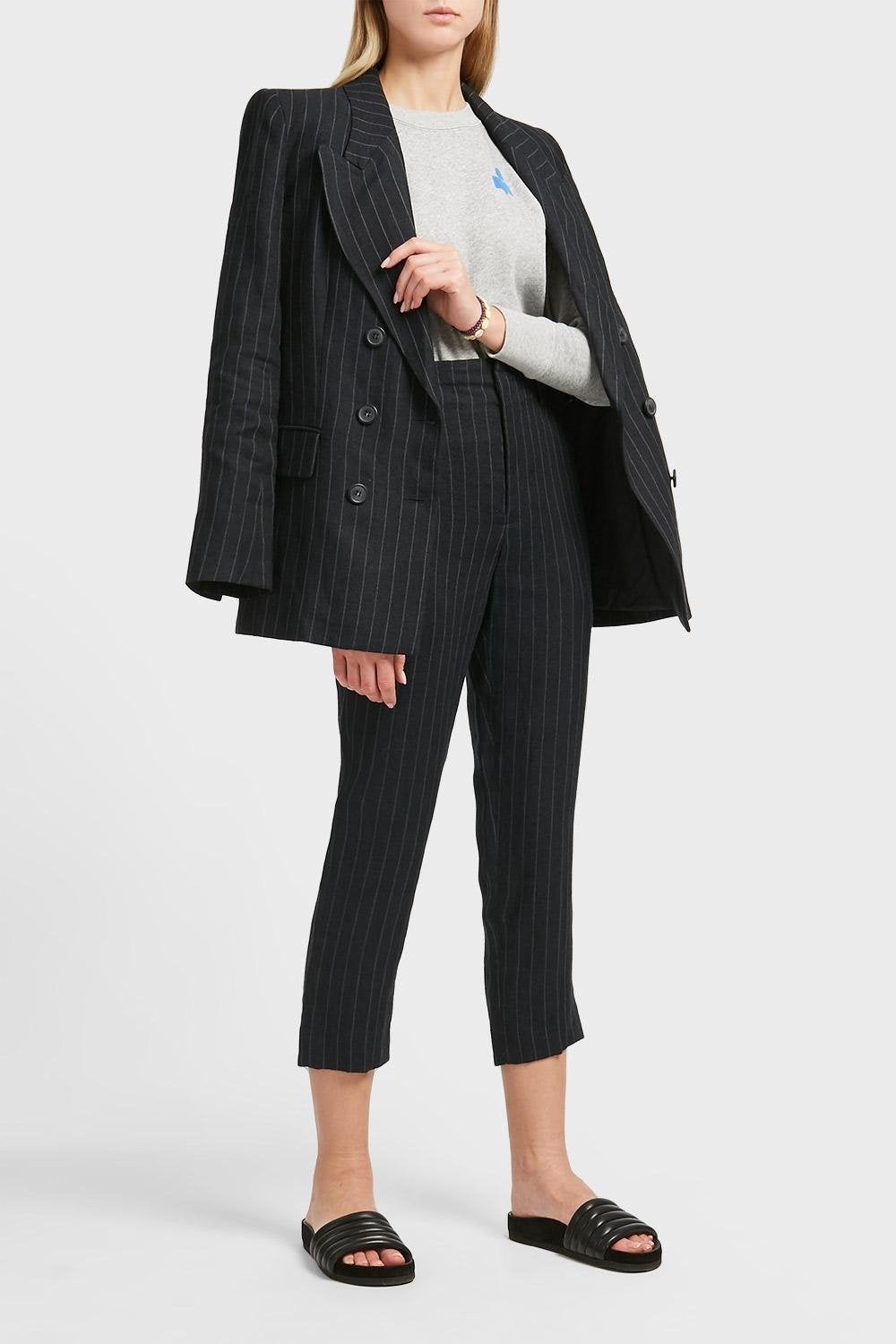 Isabel Marant Ianey double breasted linnen blazer Gigi Hadid, Maat 38/40 (M), Zwart, Ophalen of Verzenden, Zo goed als nieuw
