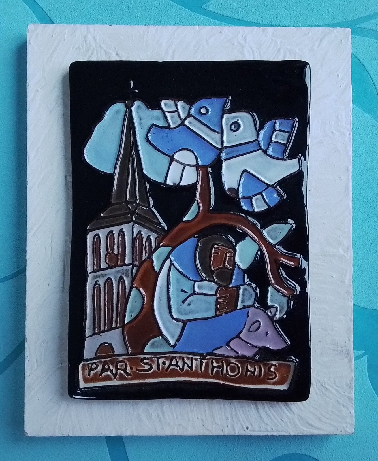 Vintage Keramische Plaquette Par. St. Anthonis Henk Potters, Antiek en Kunst, Ophalen of Verzenden