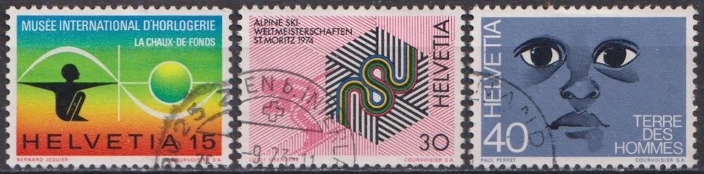 Zwitserland serie 1000 - 1002 O. ADV. no.74 T, Verzenden, Gestempeld