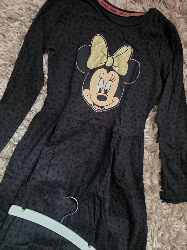 Bijna nieuwstaat C&A Leopard Minnie Mouse Jurk Glitter 134, CA, Zo goed als nieuw, Jurk of Rok, Verzenden