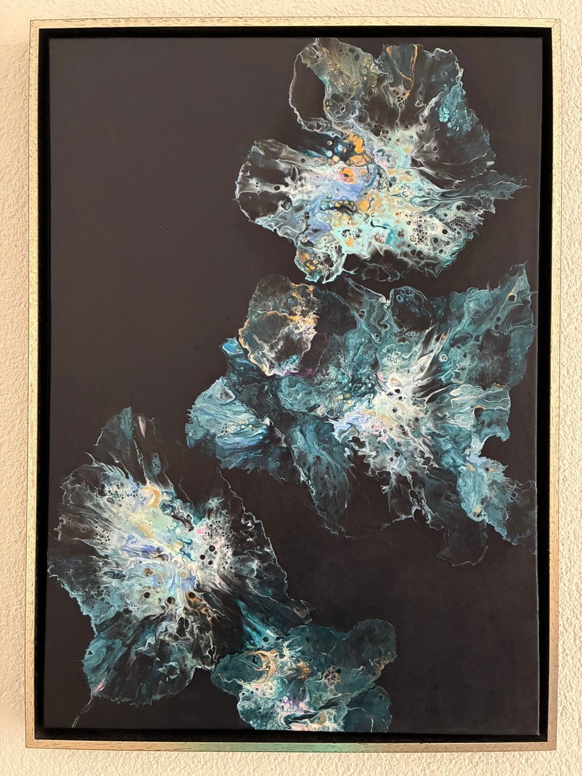 Handgemaakt schilderij pouring medium met baklijst, Ophalen