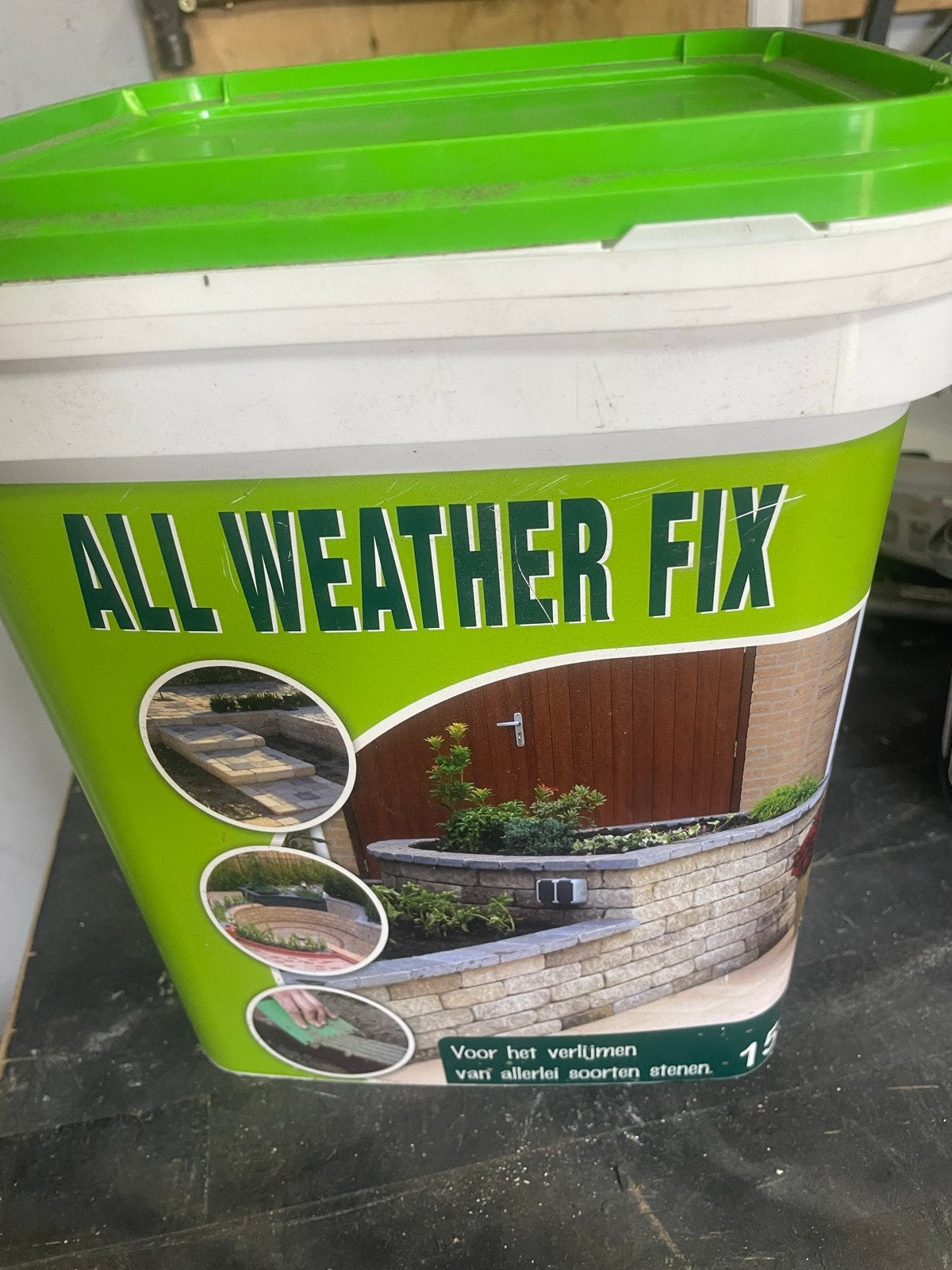Nieuwe All Weather Fix tuin blokkenlijm 15 kg - Ongeopend, Doe-het-zelf en Verbouw, Tegels, Ophalen, Nieuw, Overige materialen
