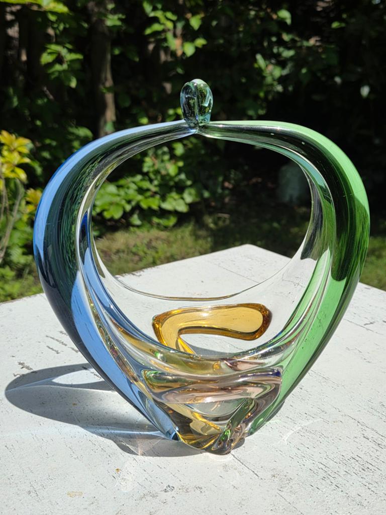 Glazen Rhapsody mandkom van F.Zemek voor glasfabriek Mstisov, Antiek en Kunst, Antiek | Glas en Kristal, Ophalen of Verzenden