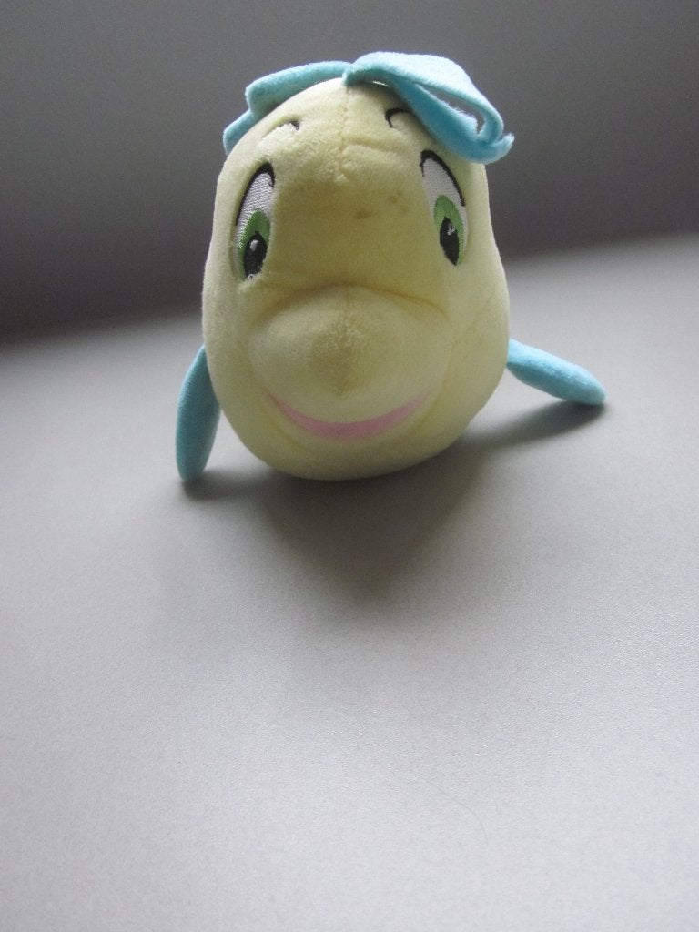 Botje vintage superzacht geel met blauwe strepen vis knuffel, Overige merken, Disney, Overige typen, Ophalen of Verzenden