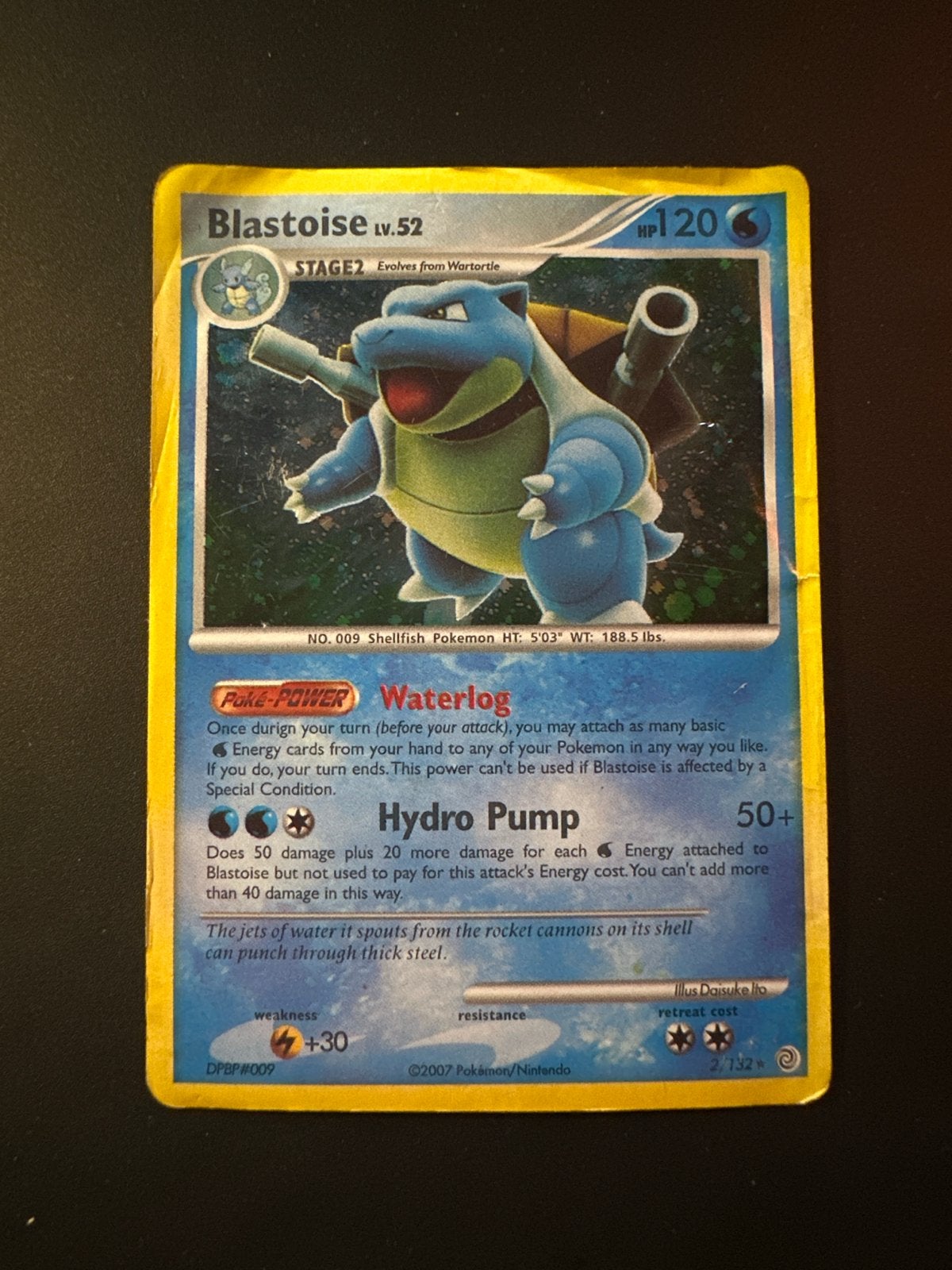 Blastoise 2/132 LV.52 Secret Wonders Holo Pokémon (2007), Ophalen of Verzenden, Gebruikt, Losse kaart, Foil