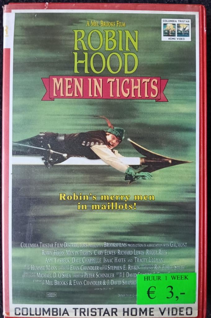 Robin Hood Men In Tights ex-rental VHS, Alle leeftijden, Ophalen of Verzenden, Gebruikt, Actie en Avontuur