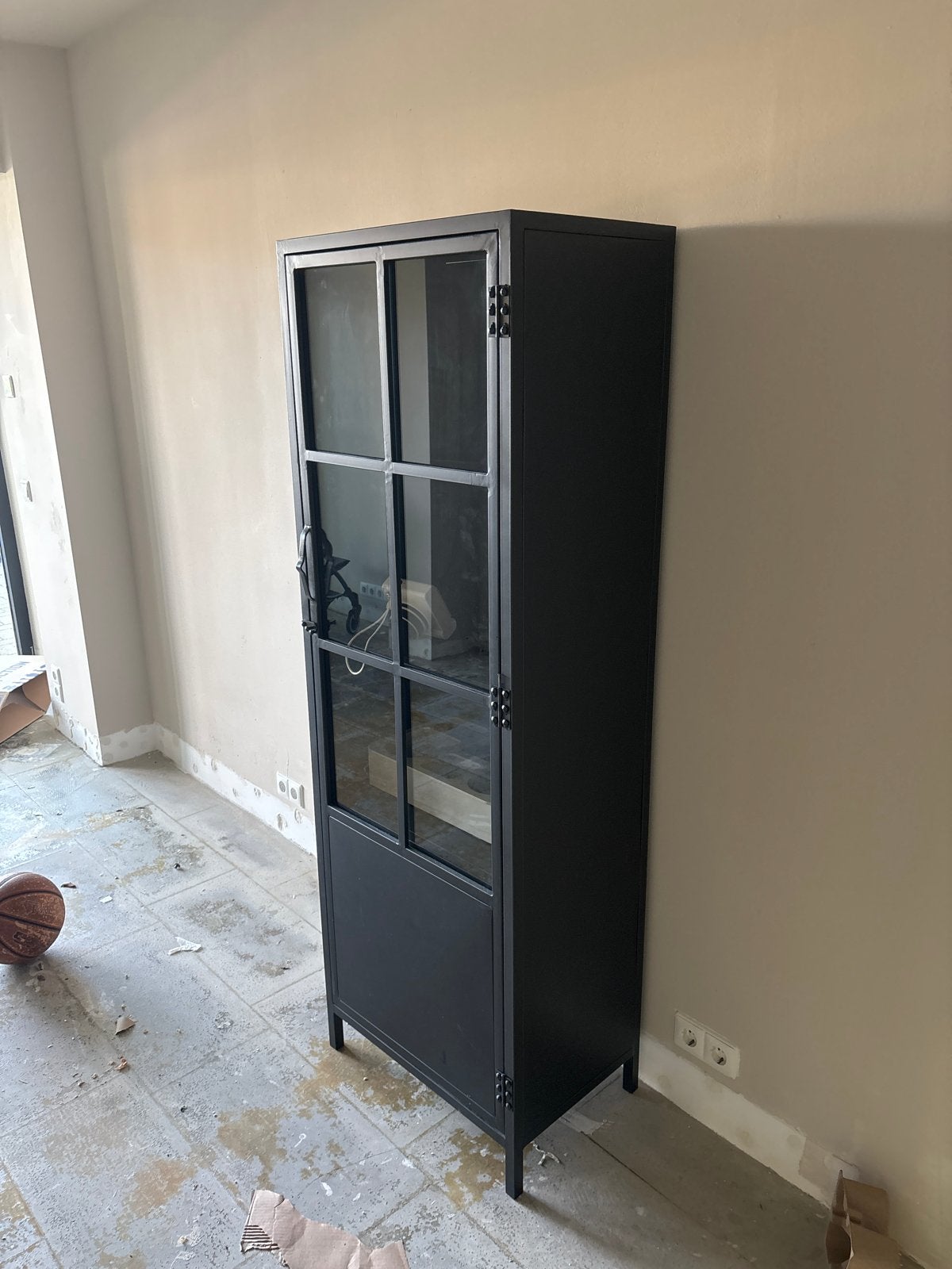 Industriële kast met glazen deuren, Gebruikt, Metaal, 150 tot 200 cm, 25 tot 50 cm