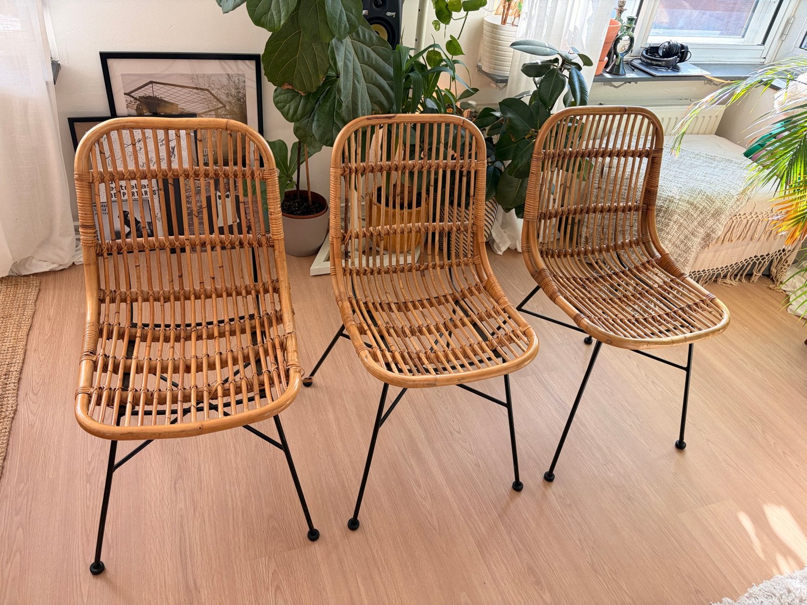 3x Rotan eetkamerstoel Justin - Leen Bakker, Huis en Inrichting, Ophalen, Gebruikt, Riet of Rotan, Drie