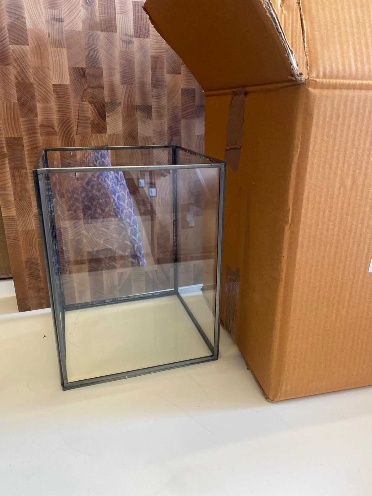 Nieuwe Iron & Glass Box -  windlicht - Zwart - Made in India, Zwart, Onbekend, Nieuw, Ophalen of Verzenden