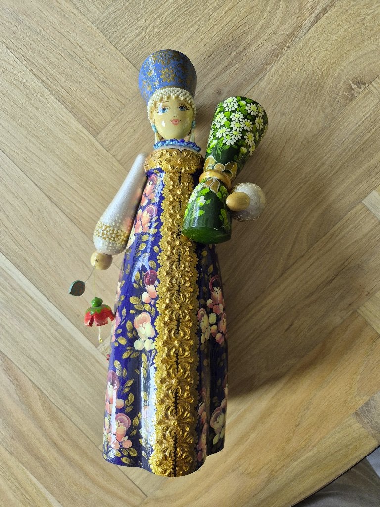 Grote handgeschilderde Russische houten pop – Tverskoy Uzor, Verzamelen, Ophalen, Pop