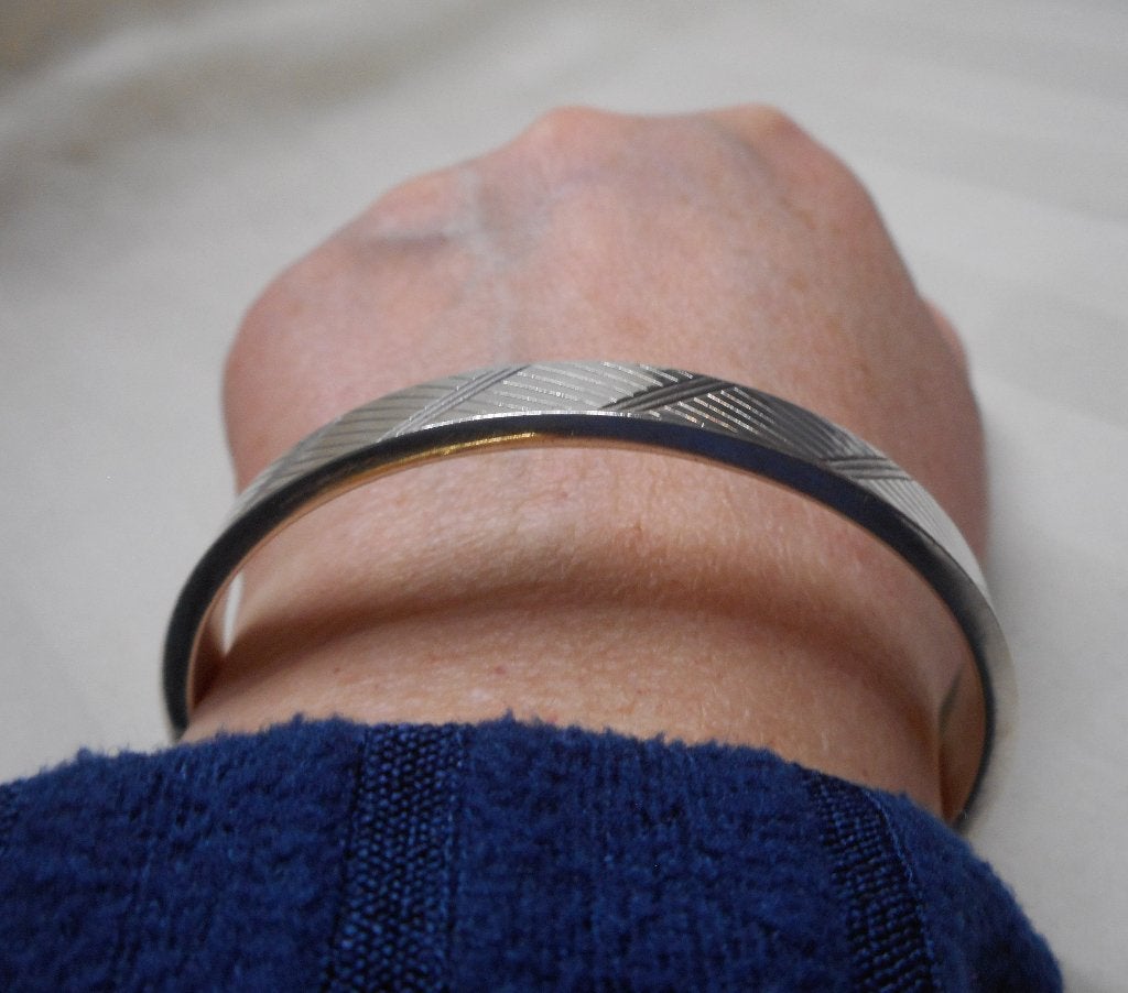 Zilveren gedecoreerde vintage slavenarmband nr.1290, Sieraden, Tassen en Uiterlijk, Verzenden, Zo goed als nieuw, Zilver, Zilver