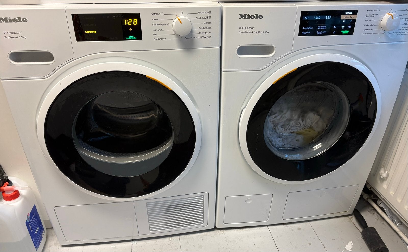 Miele W1 Selection PowerWash & TwinDos 9kg Wasmachine, Ophalen, 1200 tot 1600 toeren, Gebruikt, 8 tot 10 kg