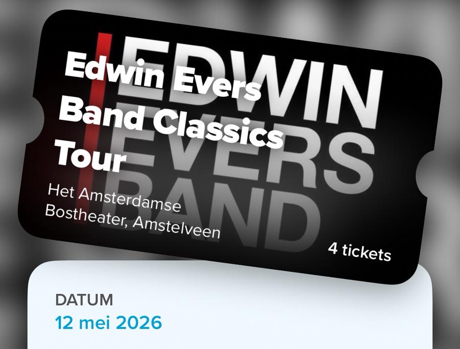 Edwin Evers Band in Caprera Dinsdag 12 mei 4 kaartjes, Twee personen, Mei