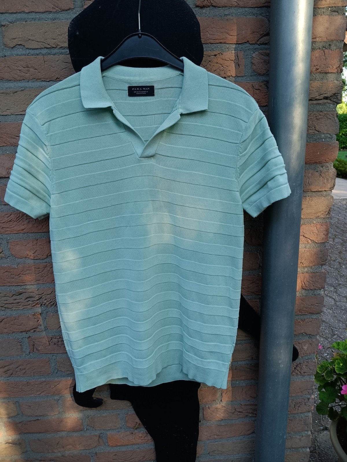 Zara Man Herenshirt - Lichtgroen met textuur, Maat 48/50 (M), Ophalen of Verzenden, Zara Man, Gedragen