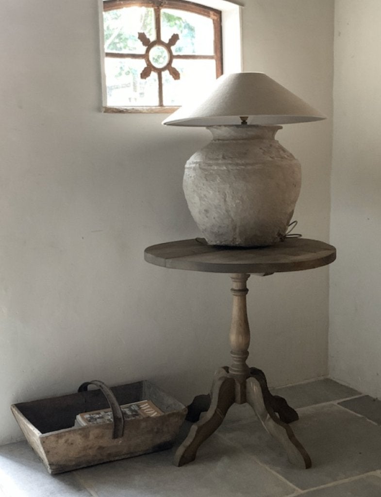 Landelijke WIJNTAFEL ~ sober,oud ~bijzettafel ~Huisje Sfeer, Rond, Nieuw, Ophalen of Verzenden, Landelijk