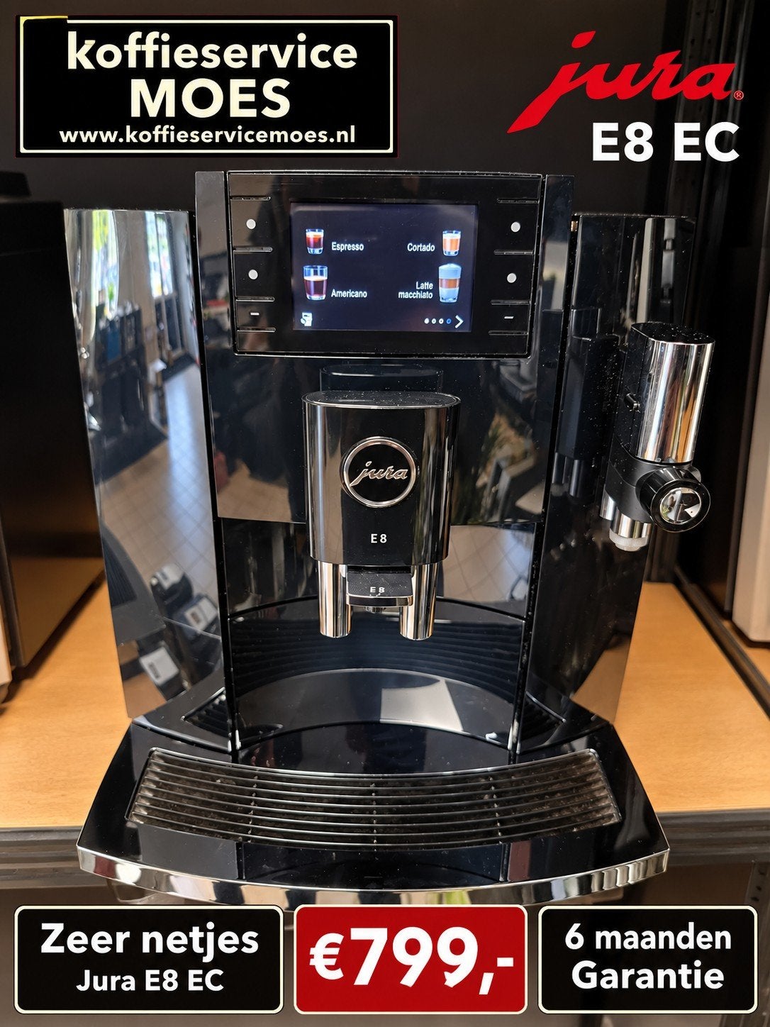 jura E8 EC zeer netjes met garantie., Ophalen of Verzenden