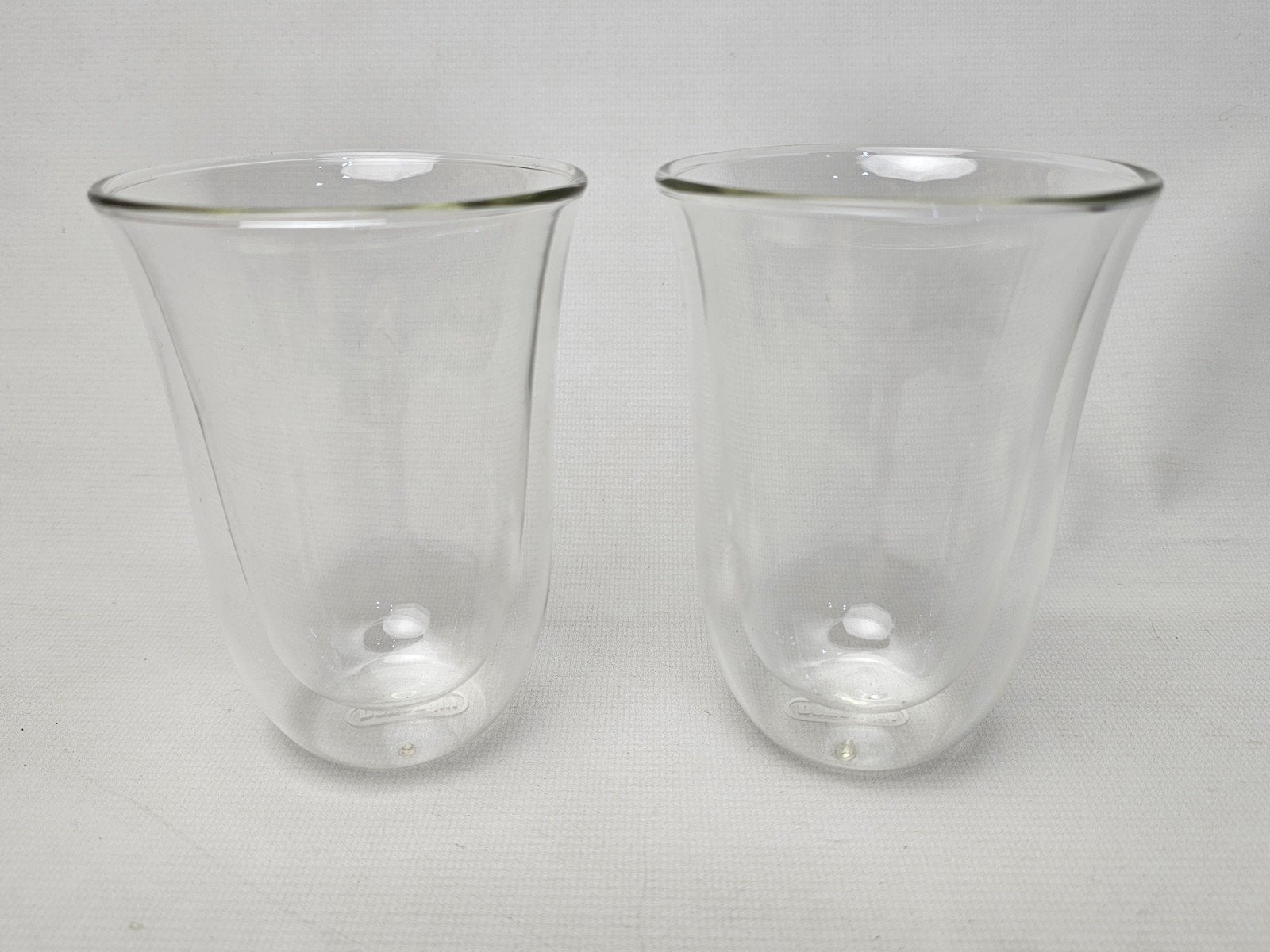 # 2 De'Longhi dubbelwandige latte macchiato glazen, Glas of Glazen, Gebruikt, Ophalen of Verzenden, Glas