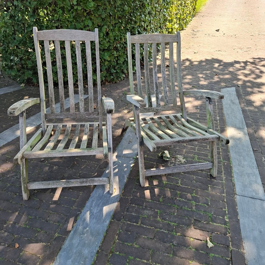 2 x teakhouten stoelen teak garden, Ophalen, Gebruikt
