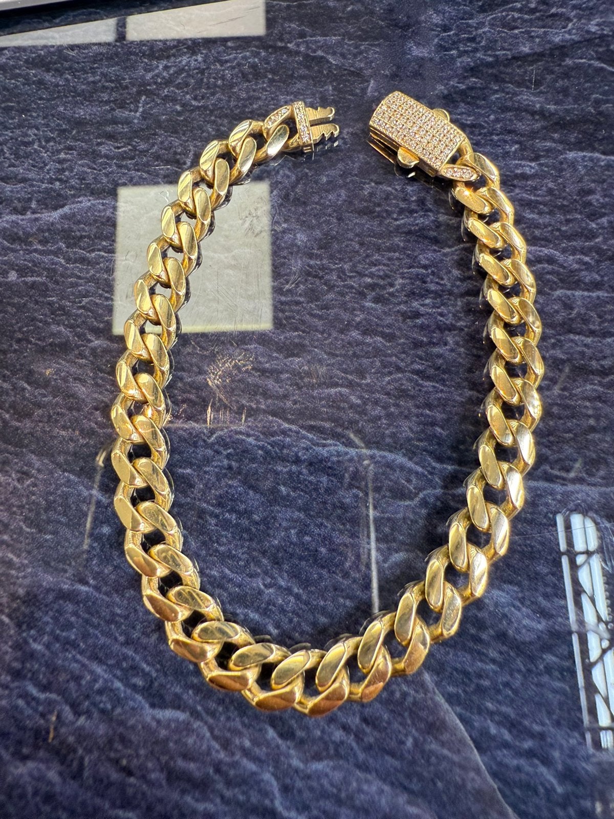 14k gouden cuban/gourmet armband met iced out backslot, Ophalen of Verzenden, Nieuw, Goud, Goud