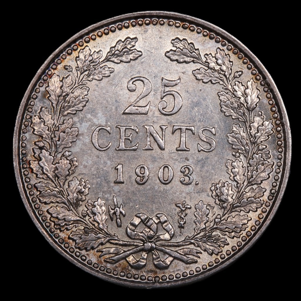 25 cent 1903. Pr., Zilver, 25 cent, Ophalen of Verzenden, Koningin Wilhelmina