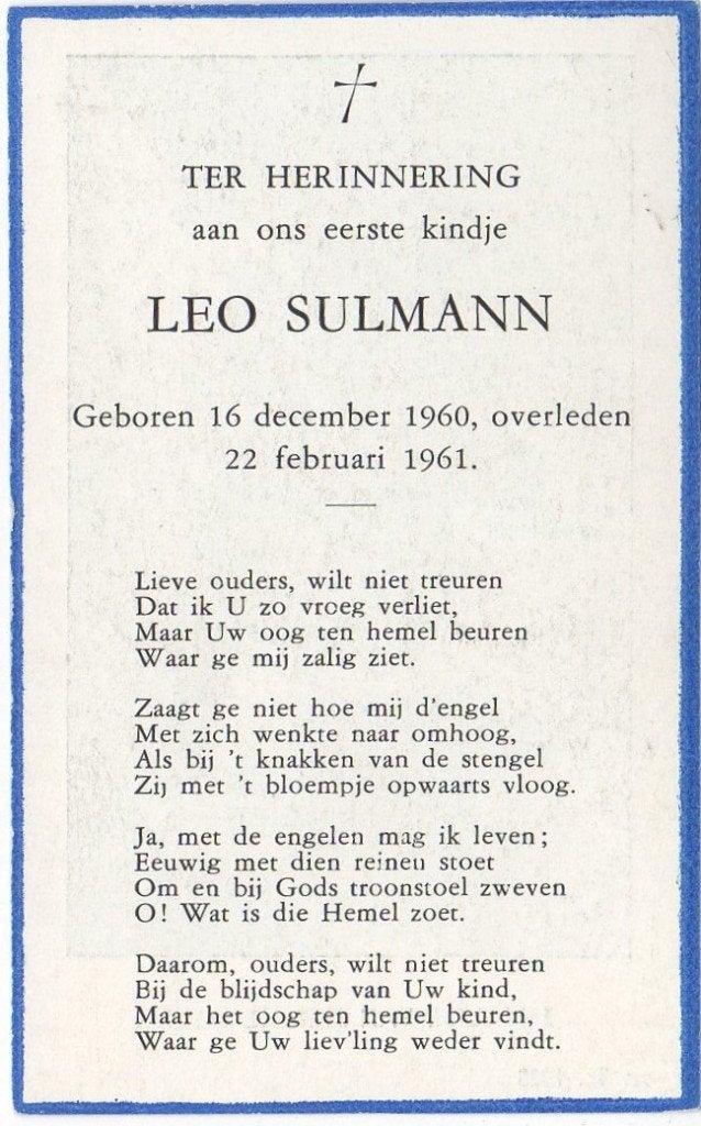Leo Sulmann 1960 Heerlen + 1961 Brunssum, 2 maanden oud, Verzenden