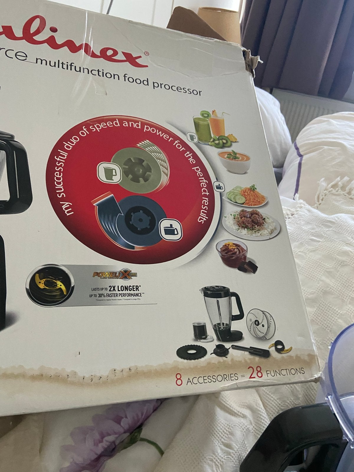 Moulinex Double Force Foodprocessor 3L 1000W, 2 tot 3 liter, Ophalen, Gebruikt, 3 snelheden of meer