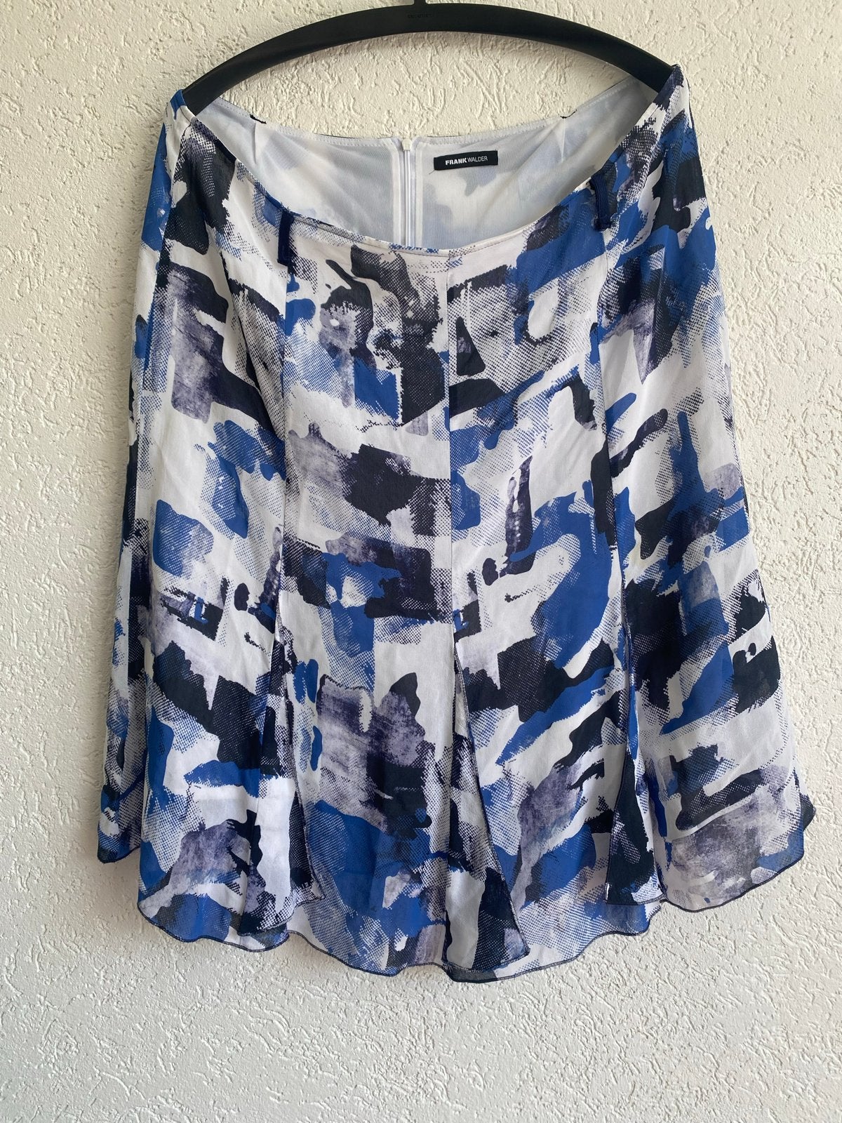 Frank Walder Rok - Blauw/Wit/Zwart Print - Maat 48, Blauw, Maat 46/48 (XL) of groter, Ophalen of Verzenden, Zo goed als nieuw