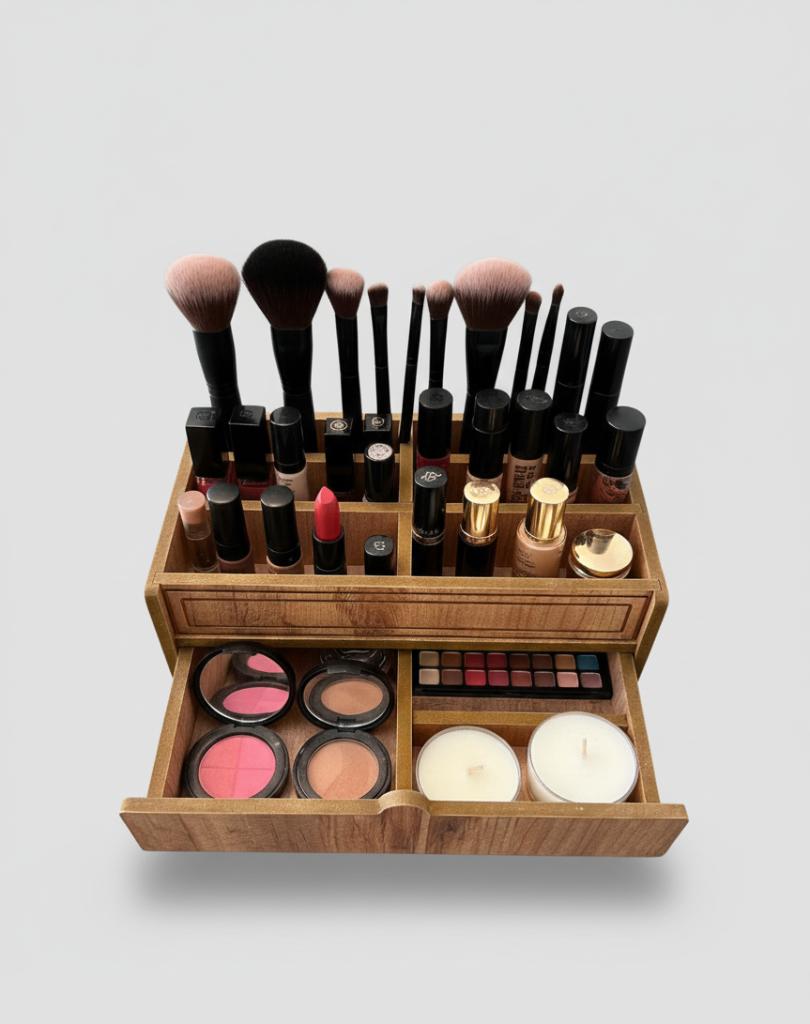Houten Make-up Organizer met Lade, Bruin, Gehele gezicht, Nieuw, Ophalen of Verzenden