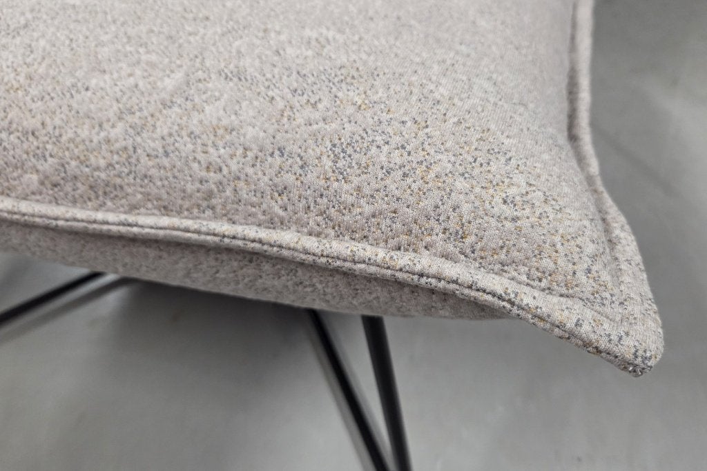 Luxe fauteuil EARL Jess design metaal zachte stof naturel, Huis en Inrichting, Ophalen, 75 tot 100 cm, Zo goed als nieuw, Metaal