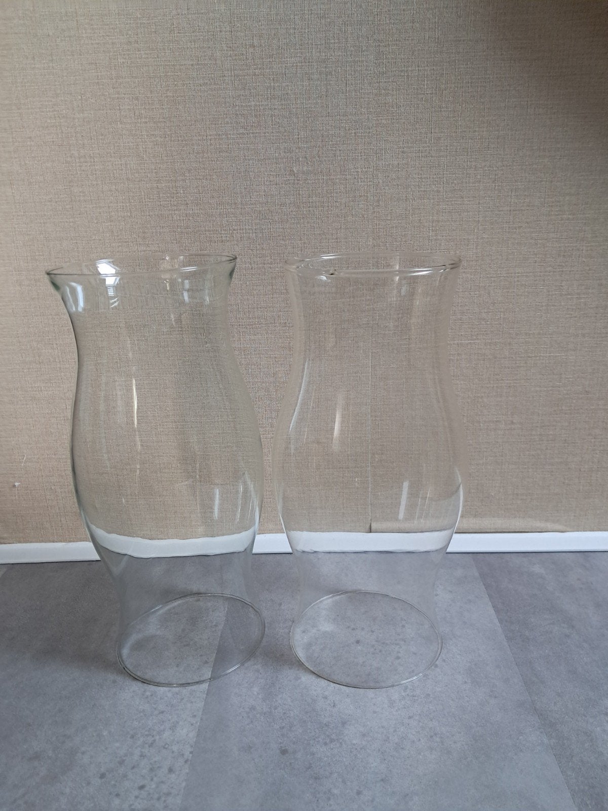 Set van 2 glazen windlichten., Huis en Inrichting, Ophalen of Verzenden, Gebruikt