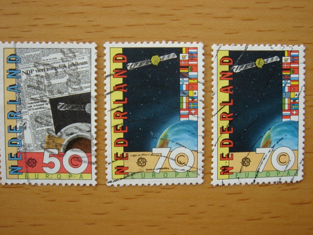 Europa – Het menselijk vernuft 3x  NVPH 1285 en 1286, Ophalen of Verzenden, Na 1940, Gestempeld