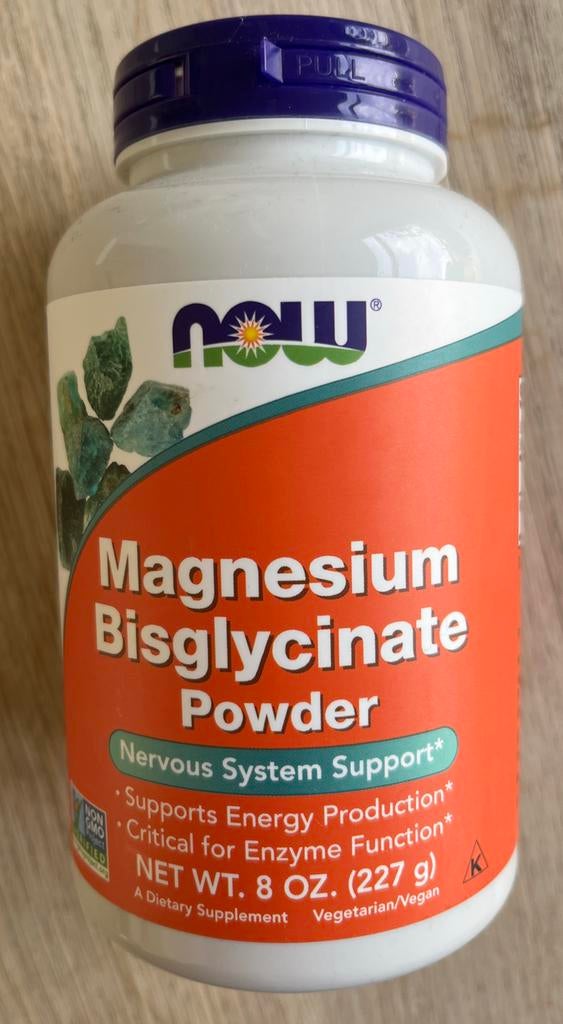 NOW Magnesium Bisglycinaat Poeder 227g, Ophalen of Verzenden, Nieuw, Poeder of Drank