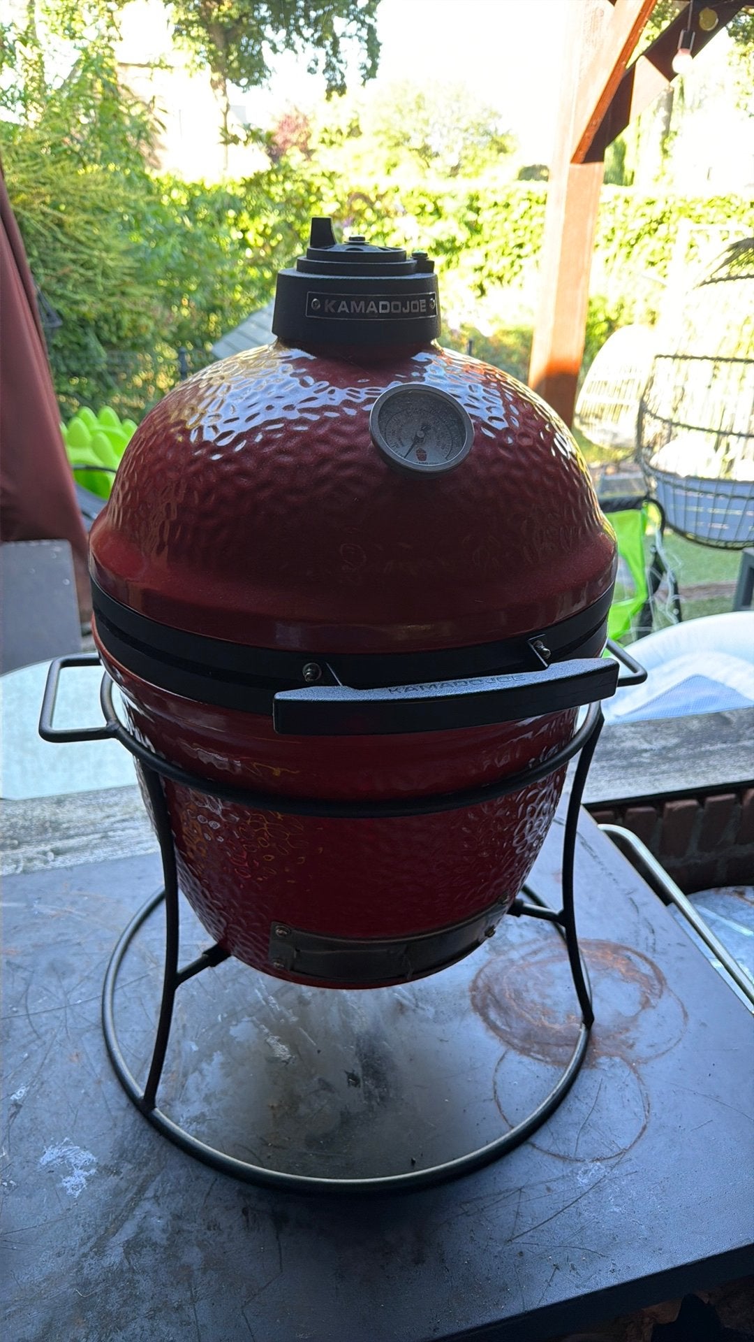 Kamado Joe Junior - Zo goed als nieuw, incl. indirecte steen, Tuin en Terras, Ophalen, Info@opruimdeals.nl, Zo goed als nieuw
