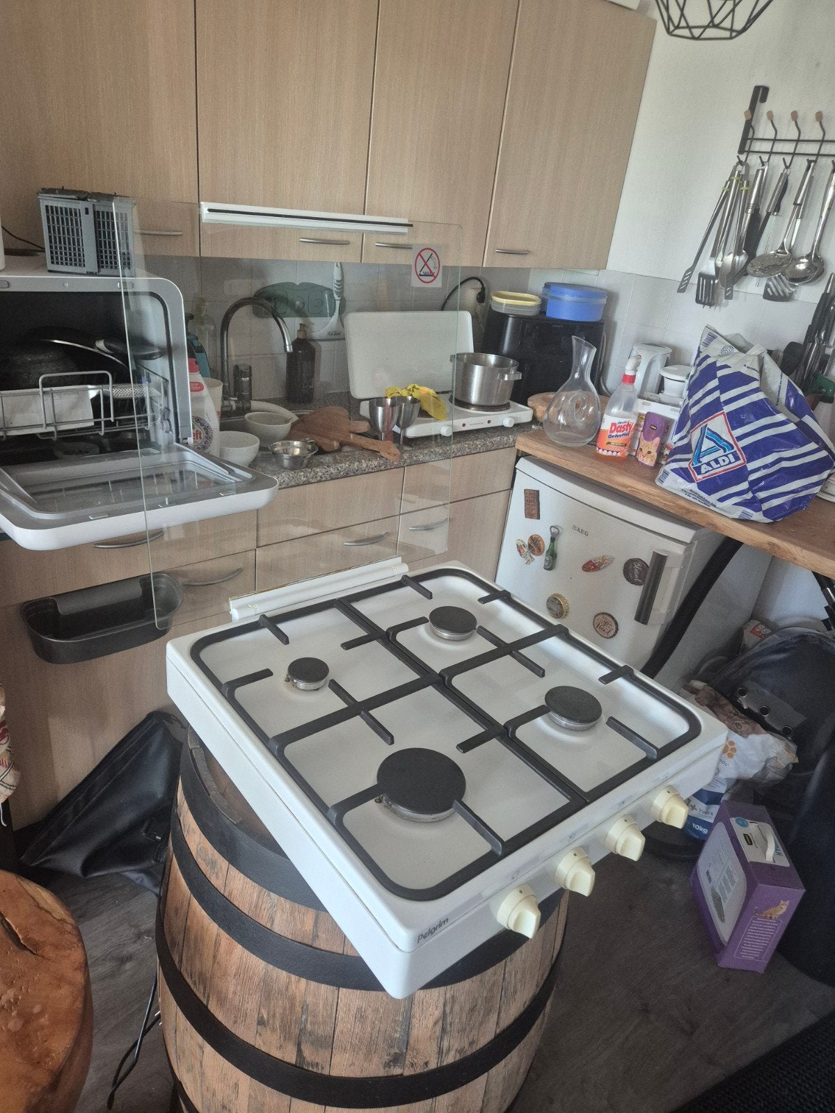 Pelgrim gasfornuis met 4 kookzones, Ophalen, Gebruikt, Minder dan 85 cm, 60 cm of meer