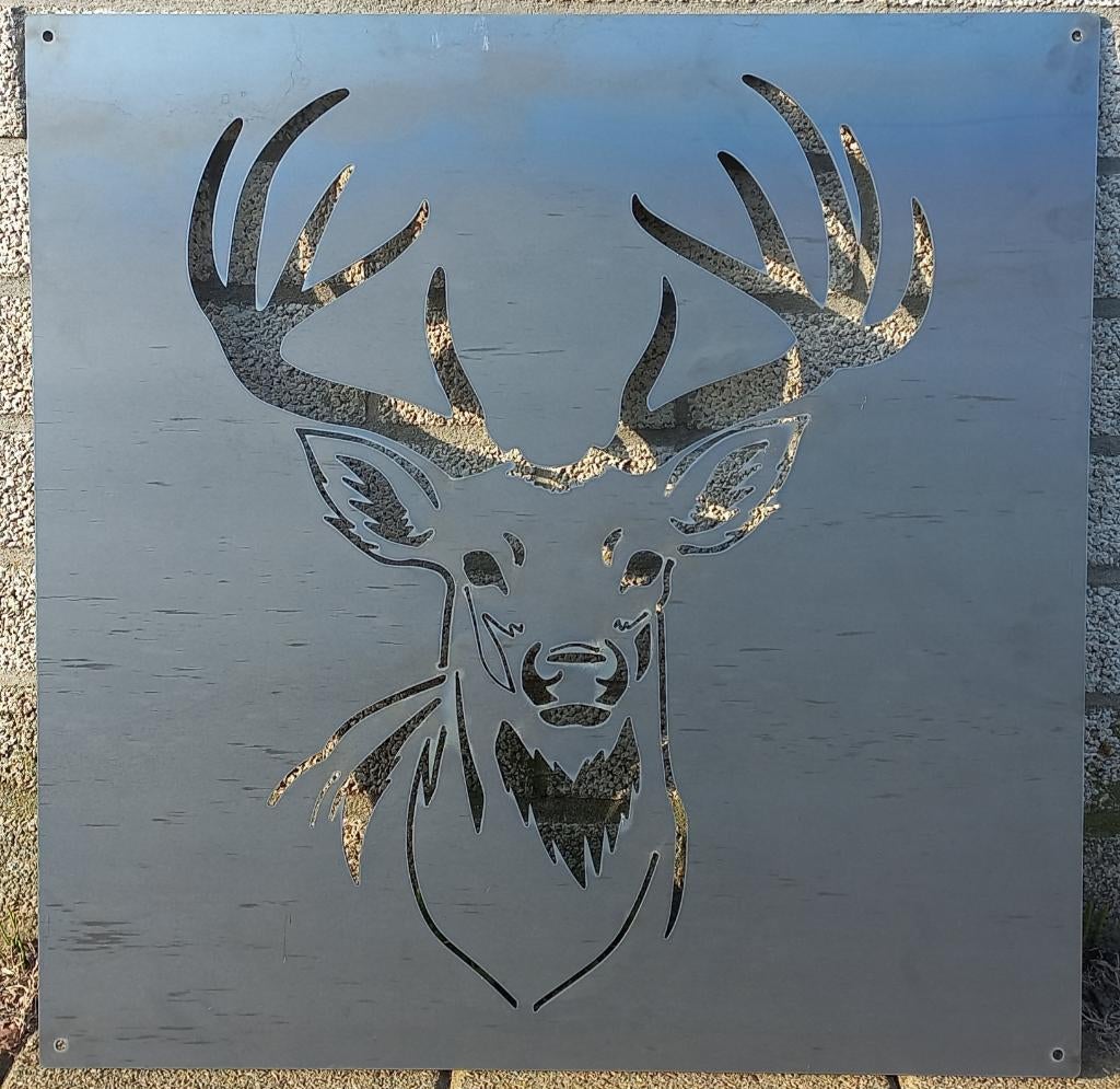 Cortenstaal muurdecoratie hert – 70 x 70 cm, Vierkant, Nieuw, Ophalen of Verzenden, Metaal