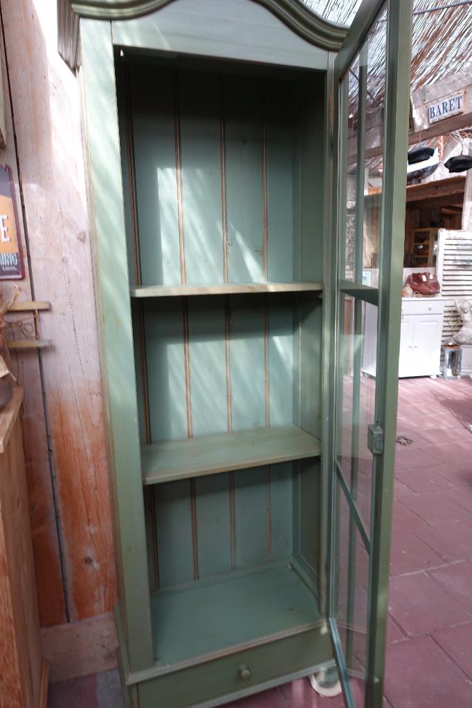 Groene vitrine  keuken /kamerkast, Ophalen, Gebruikt, Met deur(en), 200 cm of meer